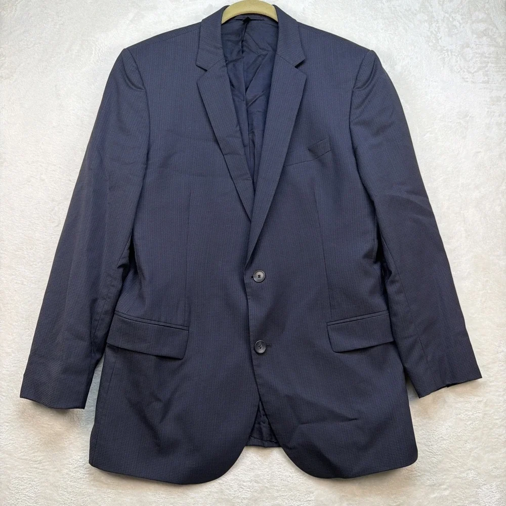 Hugo Boss Wool Blend Blazer Men's 44R‎ Navy Sport Coat Two Button Tailored